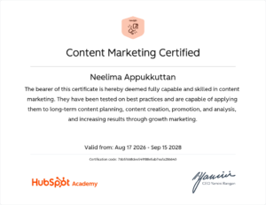 hubspot certificate content msrketing