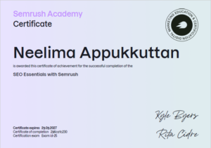 semrush certificate seo